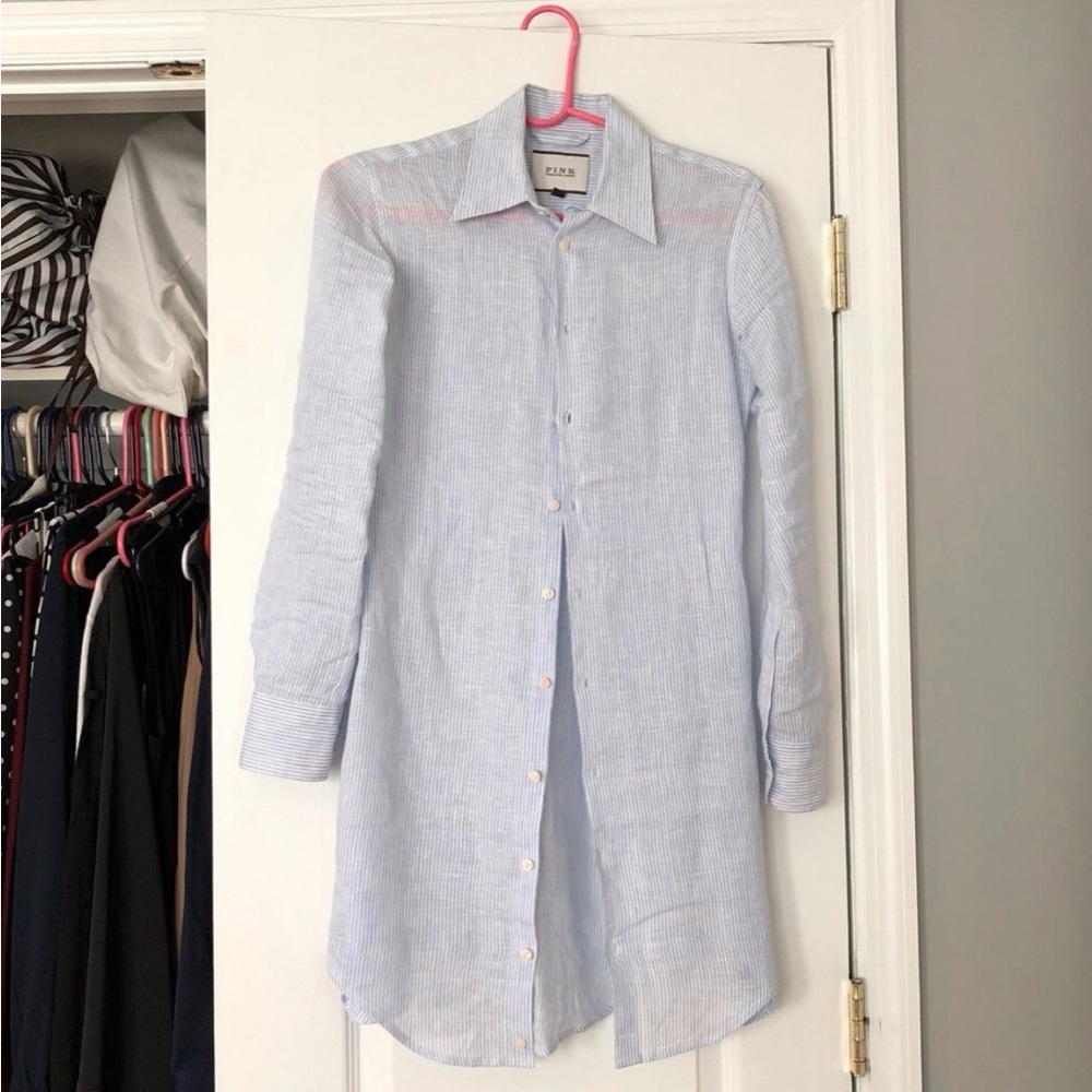 Thomas Pink Light Blue Striped Shirt